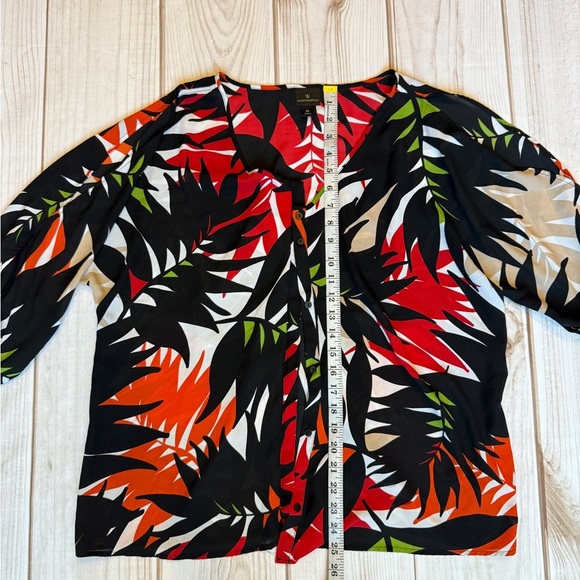Worthington Red and Black Leaf Print Blouse - Picture 5 of 6